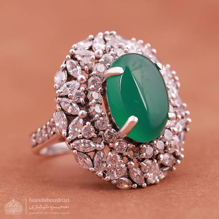 انگشتر عقیق سبز زنانه  D2134