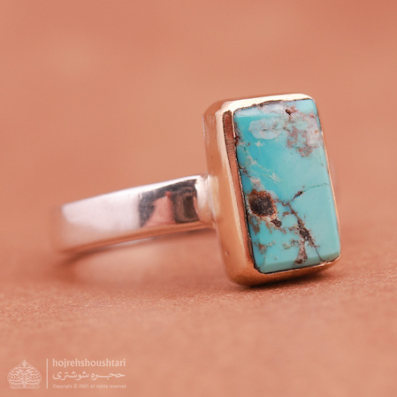 انگشتر فیروزه چهارگوش D2093
