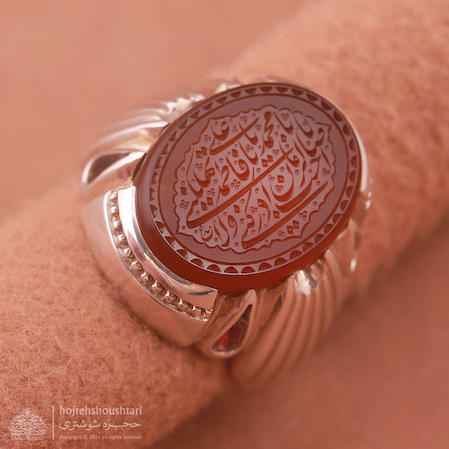 انگشتر مردانه عقیق یمنی خطی (عبد) فدیوم (رسول)