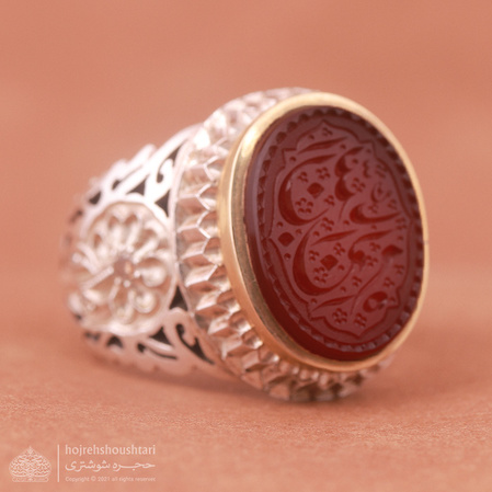انگشتر مردانه عقیق یمنی خطی (عبد) 