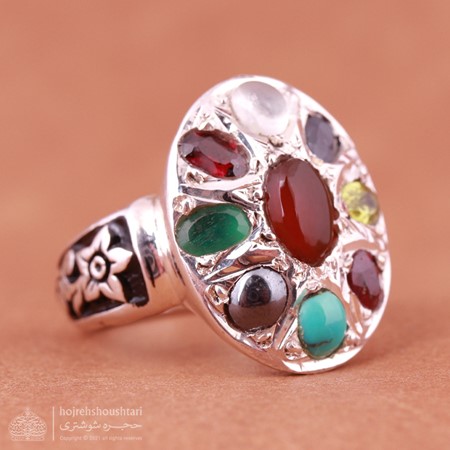 انگشتر نقره چند جواهر T1653